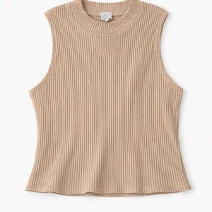 Ribbed Tan Sleeveless Top